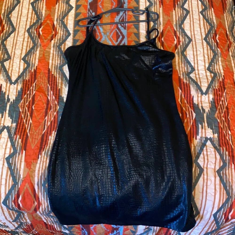 Snakeskin black mini dress